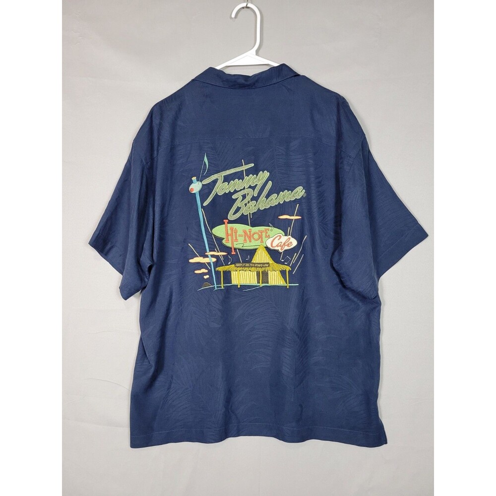 Tommy Bahama Hi Note Cafe Embroidered Back Silk Camp Shirt Mens Medium